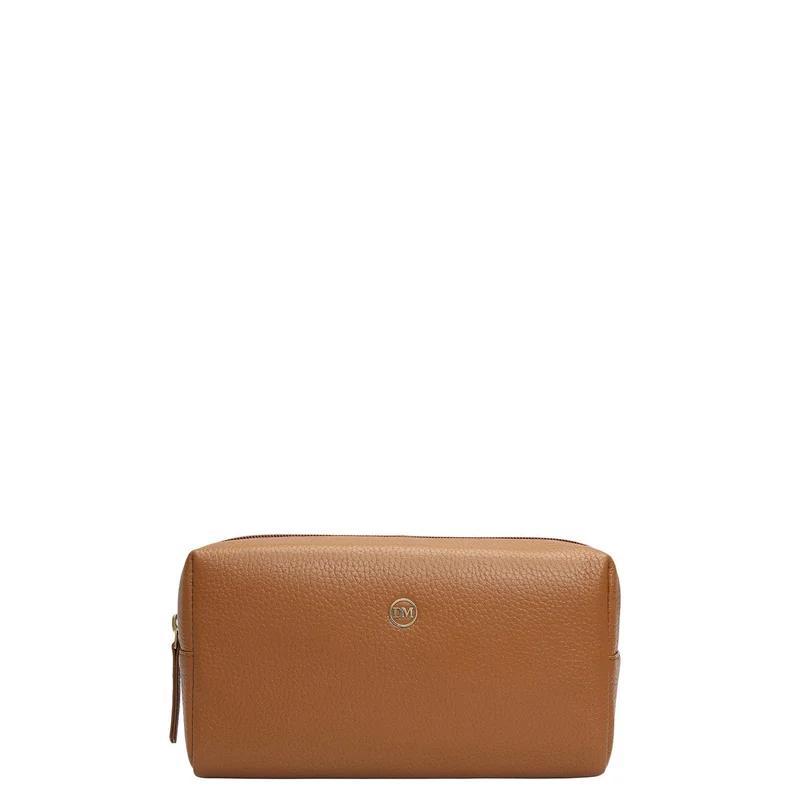 Da Milano Wax Leather Vanity Pouch - Caramel